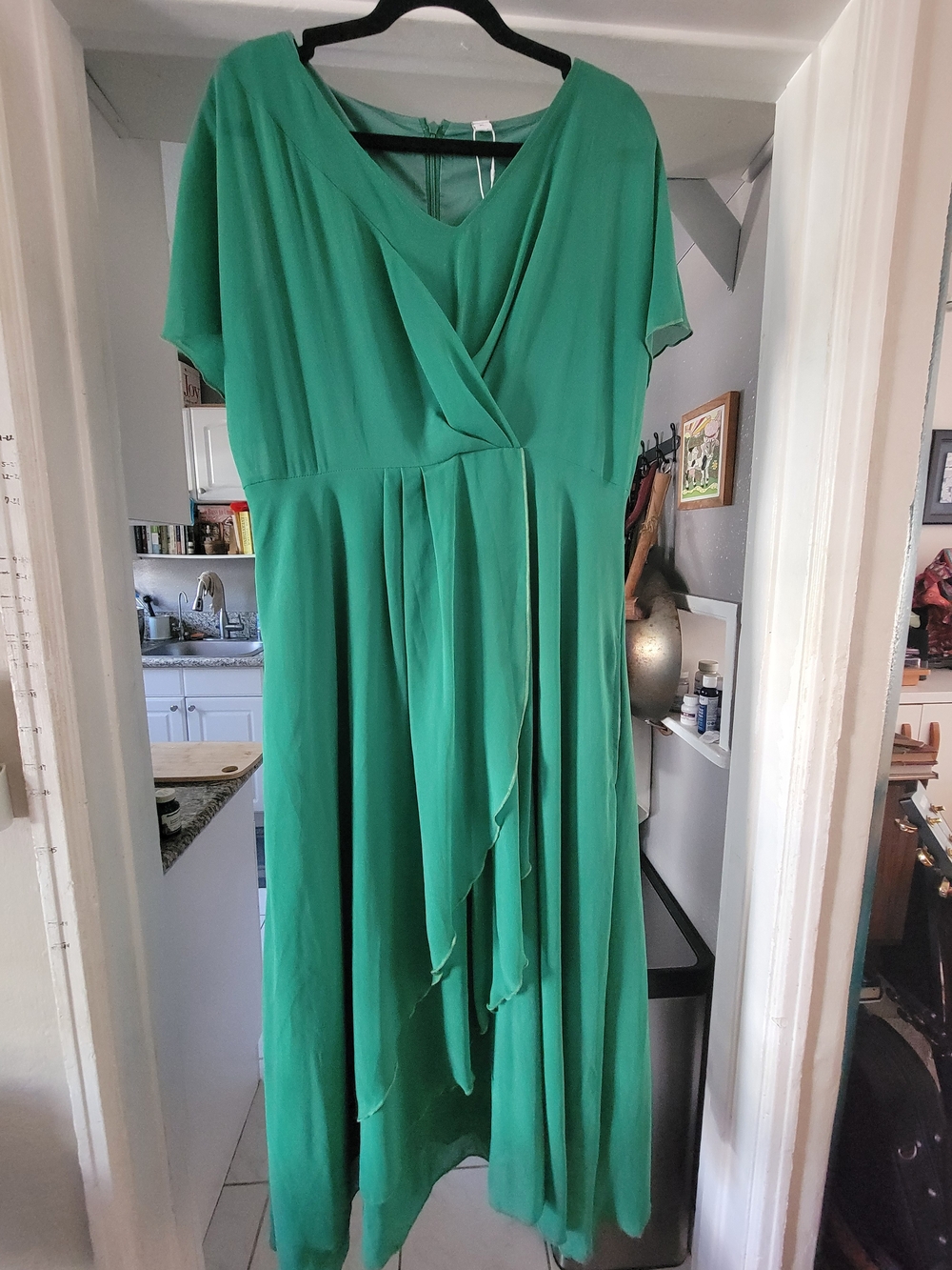Emerald Green Draped Maxi Dress - Women/XL